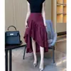 2025 Novo Estilo de Verão Design Moderno Saia Slim de Cintura Alta com Bolinhas Saia Assimétrica que Molda o Quadril para Mulheres