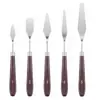 5 cuchillos de paleta para óleo raspador de pintura juego mango de plástico acero inoxidable herramientas de pintura artística transfronterizo