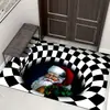 Tapetes de Chão para Halloween Transfronteiriços Amazon Temu para Entrada de Casa Resistentes ao Desgaste Clown Visual 3D Tapetes de Porta Agora Disponíveis para Atacado