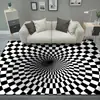 Alfombra de Piso de Payaso Blanco y Negro con Trampa Visual 3D Transfronteriza para Sala de Estar, Alfombra Completa Tridimensional Resistente a Manchas y al Desgaste, Manta para Sofá y Mesa de Café