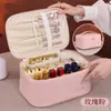 Bolsa de Maquiagem Compartimentada de Grande Capacidade, Aparência Sofisticada, Portátil, Bolsa Impermeável para Armazenamento de Pincéis de Maquiagem, Necessaire Portátil para Viagem