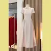 Vestido Rosa Francés Único y Hermoso con Cintura Pellizcada para Primavera y Verano, Estilo de Lujo Ligero y de Gama Alta, Falda Larga y Vestido Ligero de Estilo Femenino