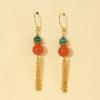 Novedad Malachita Roja del Sur Perla de Agua Dulce Sándalo Rojo Pendientes Chinos Nuevos Pendientes de Borla Originales Plata de Ley 925 Pendientes