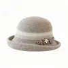 Novo chapéu bucket de lã para mulheres, estilo Hepburn francês outono/inverno, com laço, elegante e versátil, faz o rosto parecer menor, chapéu de pescador