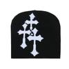Gorro de Malha Y2K Transfronteiriço Cruz Chapéu Jacquard Masculino Chapéu Hip-hop Europeu e Americano Chapéu Street Moderno para Esportes ao Ar Livre