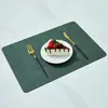 Manteles Individuales de Cuero con Patrón de Tela Estilo Nórdico para Mesa de Comedor, Manteles Aislantes para el Hogar de Doble Cara, Manteles Individuales Cuadrados Estilo Occidental para Hotel, Impermeables