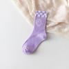 Corea del Sur ins calcetines modernos morados con flor de amor para mujer a media pantorrilla estilo dulce universitario lindos calcetines deportivos