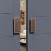 Nuevo Tirador de Puerta Semicircular de Madera Maciza Estilo Chino en Stock Placa de Aluminio Tallada Hotel Puerta Corredera de Cristal de Doble Apertura Tirador Estilo Lujo Ligero