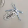 Novo Estilo Ballet de Verão Doce Renda Pérola Laço Fita Grampo de Cabelo Presilha Lateral Presilha para Cabelos Quebrados Acessórios de Cabelo