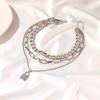 Collar multicapa con cierre de diamante punk, joyería transfronteriza europea y americana, estilo retro, geométrico, a la moda para mujer