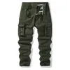 Venta caliente transfronteriza pantalones largos cargo elásticos para hombre multibolsillos algodón lavado casual elástico alta calle pantalones largos cargo hombre