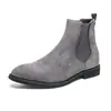 Botines Chelsea transfronterizos de talla grande para hombre, zapatos de cuero de caña alta con punta estilo británico para otoño/invierno, botines Martin casuales de moda sin cordones