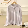 Suéter de Cachemira con Cuello Polo Estilo Nuevo 2026 para Mujer, Suéter de Punto Pullover de Cachemira Pura, Prenda Interior Básica de Color Sólido
