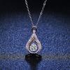 Colgante de Plata de Ley 925 50 Puntos Moissanita Collar para Mujer Lujo Inteligente Gota de Agua Corazón Latiente Colgante de Plata Clavícula