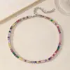 Collar Dopamina de Circonita de Colores Moda para Mujer Color Contrastante Color Oro Real Circonita Cuadrada que Conserva el Color Joyería Elegante Europea y Americana