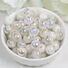 Dingyi 10mm Contas Arco-Íris Coloridas Galvanizadas com Listras Coloridas Contas de Resina com Furo Contas Soltas Contas Espaçadoras Pulseira DIY Acessórios de Joias