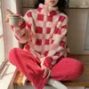 Conjunto de Pijama para Mujer Transfronterizo, Cardigán Largo Grueso de Coral Fleece Espeso para Invierno, Ropa de Casa de Franela que se Puede Usar Afuera