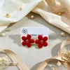Pendientes de Botón de Flor Color Caramelo Estilo Coreano Acero Inoxidable Elegantes Versátiles Pendientes de Flor Pequeña para Mujer Dulces Accesorios para Pendientes
