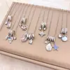 Colar Popular Transfronteiriço Quadrado Cor de Sorvete Colar Luxo Leve Zircônia Microcravejada Temperamento Acessório Simples de Alta Qualidade