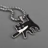 Collar con colgante de gato y navaja de bolsillo de acero de titanio para hombres y mujeres, con personalidad de nicho, que no se decolora, para parejas y estudiantes.