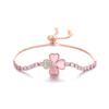 Pulseira de Diamante em Pó de Trevo de Quatro Folhas Olho de Gato Distinta Fashionável Estilo Coreano para Mulheres Pulseira Super Brilhante Exquisita Micro-incrustada de Zircônia Extraível