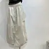 Saia de Trabalho de Secagem Rápida para Mulheres, Cintura Elástica de Verão com Cordão Ajustável na Bainha, Saia Casual de Comprimento Médio em Linha A, Roupa Leve para Exterior