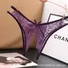 Ropa interior de encaje para mujer de AliExpress, divertida, con entrepierna abierta, sexy, de encaje transparente, tanga hueca de cintura baja