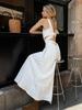 2026 Verano Nuevo Estilo Francés Elegante Chaleco Blanco Falda Larga con Elegante Corte Espalda Descubierta Falda Línea A Estilo Vacacional Ropa para Mujer