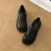 Mocasines de suela gruesa estilo universitario para mujer, 2026 piel marrón con hebilla, punta poco profunda, modernos y cómodos, estilo retro versátil