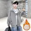 Jaqueta Masculina Primavera e Outono 2026 Novo Estilo para Crianças Maiores, Blusa com Capuz de Outono, Moletom Masculino de Outono, Cardigã Tendência