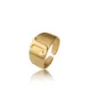 Joyería europea y americana moda creativa anillo de 26 letras inglesas dorado apertura ajustable anillo de temperamento para dama