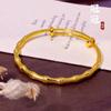 Pulsera Deslizante de Nudo de Bambú Chapada en Oro para Mujer, Joyería Simple y Versátil con un Toque de Alta Gama