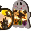 Venda Quente Transfronteiriça Halloween Madeira Fofo Brilhante Abóbora Fantasma Lâmpada Família Decorações de Mesa Festa Decorações de Festa