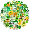Calle 50. Pegatinas de Trébol Transfronterizas del Tema de Patrick para Niños Dibujos Animados Sombrero Verde Irlandés Pegatinas para Fiesta