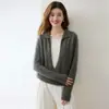 Suéter de cachemira de cuello pequeño para otoño e invierno para mujer, simple y de corte holgado, con un aspecto en capas, adecuado para el trabajo y como capa interior.