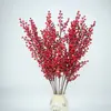 Simulación alta Acebo Navidad fruta simulación alta Frijol de acacia fabricantes suministran flores artificiales para boda Fruta roja rica en bayas