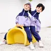 Conjunto de Jardim para Jardim de Infância Roupa de Duas Peças para Primavera e Outono para Alunos do Ensino Fundamental Uniforme Escolar para Verão Classe de Jogos de Primeira, Segunda e Terceira Séries Roxo