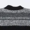 Cárdigan casual suelto de manga larga con botones, cuello en V y rayas de color de contraste, nuevo top suéter elegante para mujer de otoño e invierno