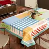 Nuevo mantel de PVC anti-quemaduras, mantel de mesa de centro de alta gama, mantel a cuadros retro americano, mantel impermeable y lavable