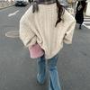 Suéter Pulôver Estilo Coreano Malha Torcida Macia para Mulheres 2026 Inverno Novo Estilo Preguiçoso Tricô Solto para Mulheres