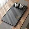 Bandeja de té de piedra negra sintética para uso doméstico, integrada con tetera, juego de oficina totalmente automático, bandeja de té de piedra integrada