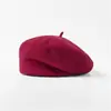 [En Stock] Boina Retro de Lana de Color Sólido con Pico de Pato Sombrero de Periodista Versátil Casual Boina Agradable para la Piel