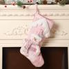Decoração de Natal transfronteiriça Mingguan lantejoulas rosa desenho animado infantil telhado velho do Papai Noel meias de Natal suprimentos de decoração de presentes