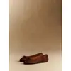 Versión de piel de oveja~Nuevos zapatos planos tipo bailarinas de punta redonda y lazo poco profundo de estilo francés simple para mujer, zapatos planos versátiles