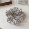 Scrunchie Floral Retro Estilo Coreano para Mulheres, Elástico Suave Estilo Mori para Cabelo, Faixa Elástica para Penteado de Coque, Elegante Acessório de Cabelo
