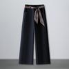 Calças Jeans Brancas Personalizadas para Mulheres 2026 Novas de Cintura Alta Largas Emagrecedoras Versáteis Calças de Perna Larga Outono Casual Calças de Perna Reta