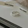 Anel Texturedado em Prata de Lei S925 para Mulheres, Estilo Minimalista, Versátil de Nicho, Anel Aberto Ajustável de Alto Padrão, Nova Joia