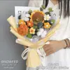Buquê de Flores de Lã Girassol Tricotado Buquê Tecido à Mão Flor de Aniversário da Melhor Amiga da Menina