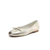 Zapatos de leche de piel de oveja de capa superior súper suave 2025 punta redonda planos de cuero lazo suela blanda zapatos talla de mujer reembolsable