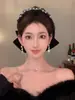 2025 Pinza Grande Accesorios de Año Nuevo Invierno Terciopelo de Perla Pinza Grande de Lazo Pinza de Primavera Elegante para Mujer Accesorios para el Cabello